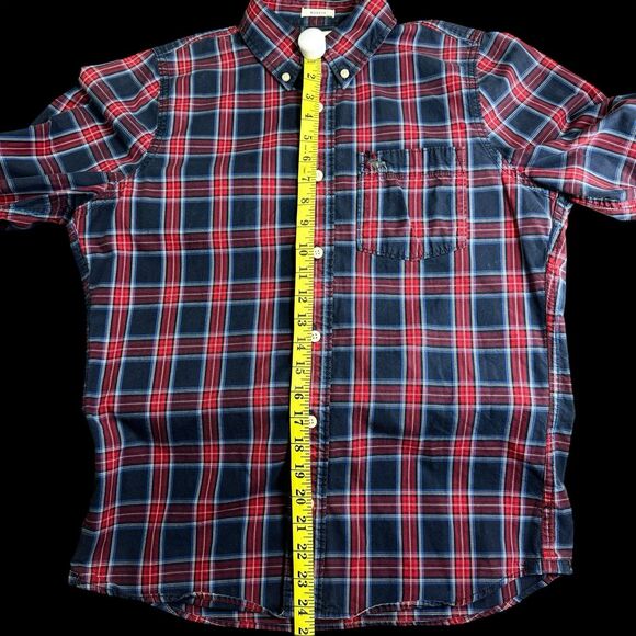 Abercrombie & Fitch Muscle Plaid Button Up Shirt Men's Medium M Red Blue - Picture 12 of 16